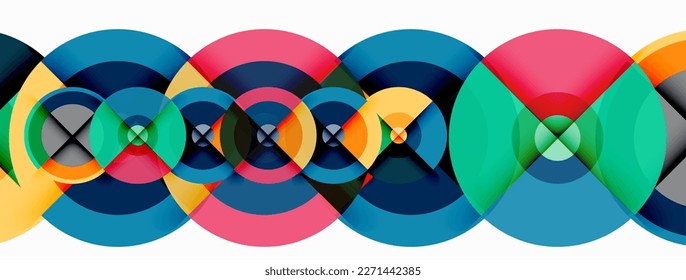 Fondo abstracto geométrico mínimo de moda circular. Ilustración vectorial para fondo de escritorio, pancarta, fondo, tarjeta, ilustración del libro, página de inicio