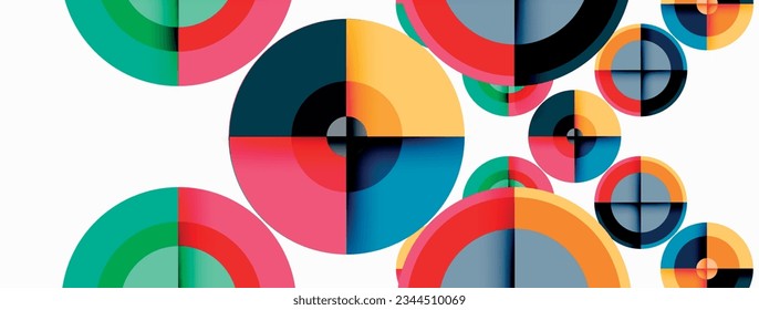 Fondo abstracto geométrico mínimo de moda circular. Ilustración vectorial para fondo de escritorio, pancarta, fondo, tarjeta, ilustración del libro, página de inicio
