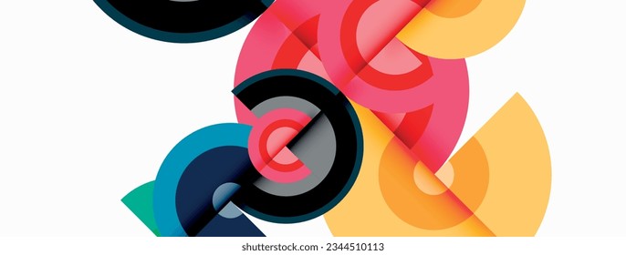 Fondo abstracto geométrico mínimo de moda circular. Ilustración vectorial para fondo de escritorio, pancarta, fondo, tarjeta, ilustración del libro, página de inicio