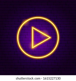 Circle Triangle Arrow Neon Sign. Vector Illustration of Direction Promotion.