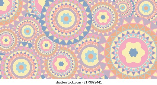Circle and triangle background,Design for carpet,wallpaper,clothing,wrapping,batik,fabric,Vector illustration embroidery style.