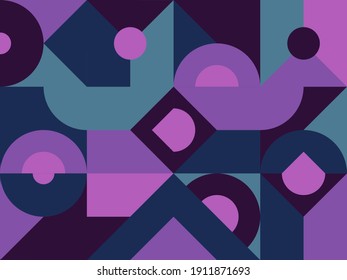 Circle and Triangle Geometric Design With Purple plumes Color Theme. Great For Wallpapers, wall decorations, backgrounds, templates, banners, web design and other purposes