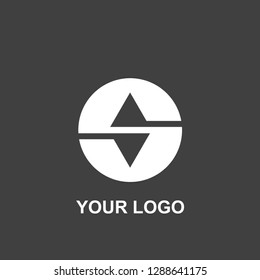 circle triangle logo. black and white template design. silhouette vector