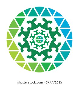 Circle Triangle Ornament Round Pixel Green Floral