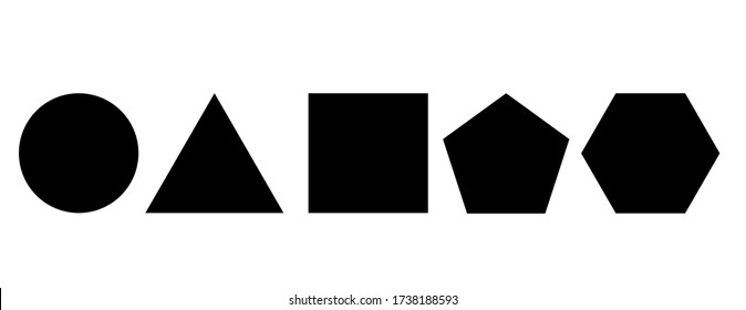 circle, triangle, square, pentagon, hexagon