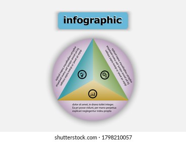Circle and triangle vector design icon template. Planning design presentation business infographic template with 3 options. Creative concept planning used for web banner, diagram, layout, workflows.
