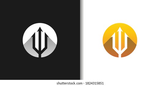 circle trident logo template vector set