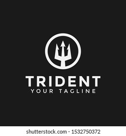 Circle Trident Neptune Poseidon logo design Template
