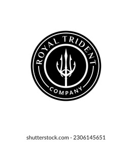 Emblema de sello de Neptuno tridente circular, Trident God Poseidon Triton King Shiva Spear Label Diseño