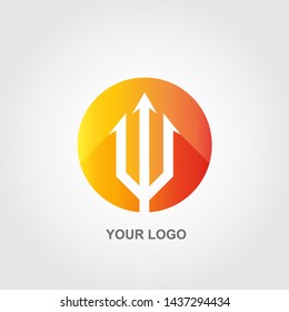 circle trident spear logo. gradation color template design vector