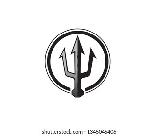 circle Trident weapon logo design inspiration