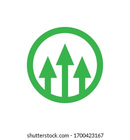 Circle with Triple Up Arrow or Triple Tree eco business logo design vector