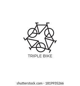circle triple bike logo vector
