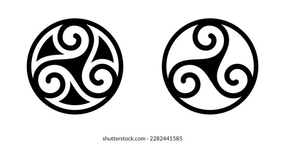 Circle Triskelion Triskele Ancient Ornament Sign Symbol Icon Logo Vector Illustration Isolated on White
