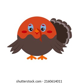 Circle turkey bird farm animal face icon isolated on white background. Cute cartoon round shape turkey kawaii avatar for kids character. Vector flat clip art illustration mobile ui game application.
