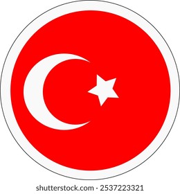 Círculo Ícone De Sinalizador De Turquia Com Contorno Preto