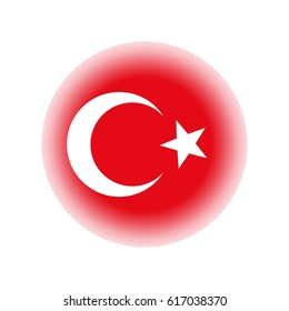 Circle Turkey flag, isolated on white background, vector illustration.