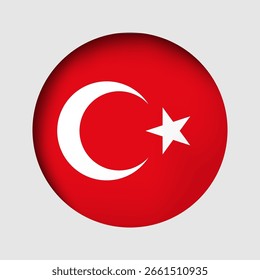 Circle Turkey national flag highlight icon, sticker