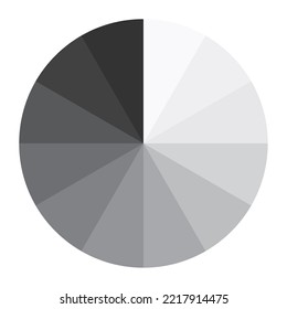 Circle aus zwölf Sektoren. Designt eine Vorlage aus einfarbigen Elementen. Abstrakter grafischer Hintergrund. Vektorgrafik