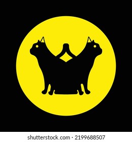 Circle two black cat animal logo 