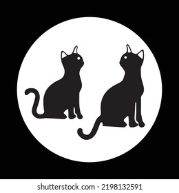 Circle two black cat logo design 