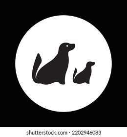 Circle two  dog animal logo 