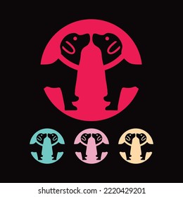 Circle two dog vector animal logo design 