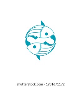 Circle two Fish icon logo design template vector