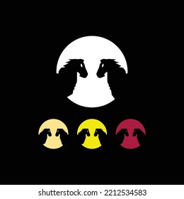 Circle two horse animal vector logo 