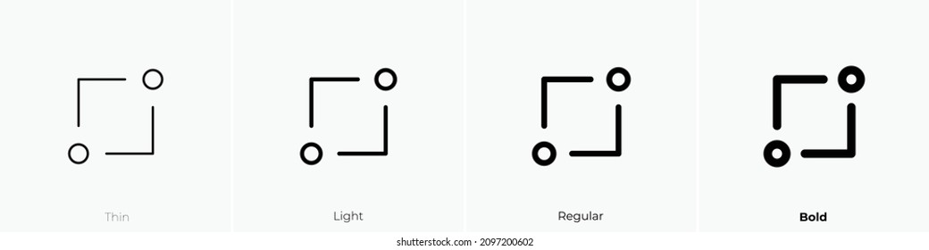 circle two line icon. Thin, Light Regular And Bold style design isolated on white background