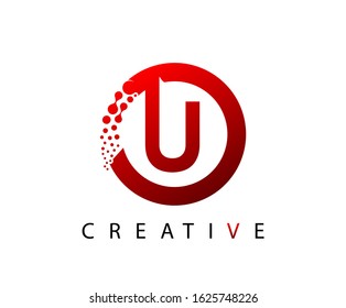 Circle U Letter Digital Network , abstract U dotted logo design.