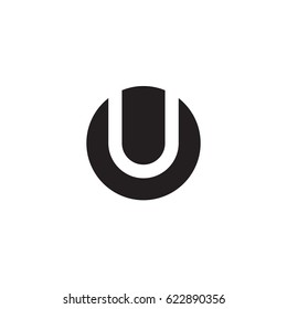 circle u logo, initial logo ou, uo, u inside o rounded letter negative space logo black