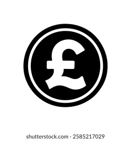 Circle with uk british pound sign currency icon vector flat illustration design on white background.