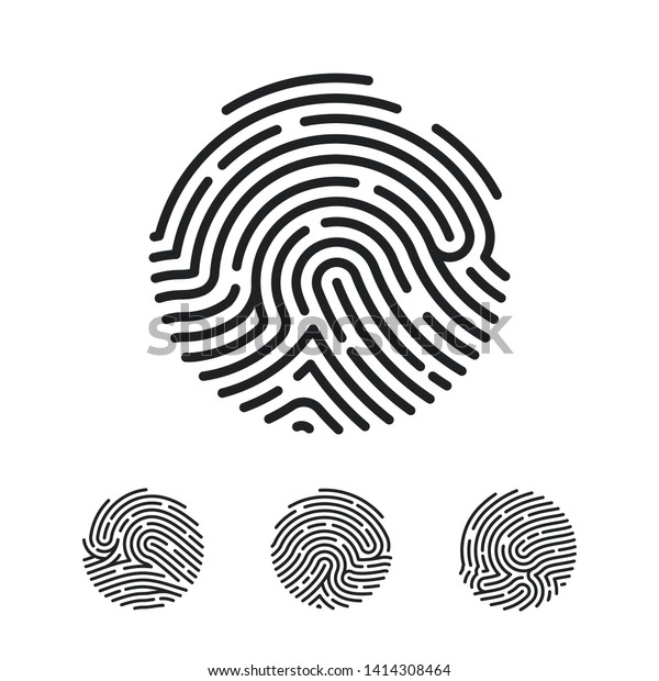 アプリ用の丸のユニークな指紋アイコンデザイン 指紋のフラットスキャン 白い背景にベクターイラスト のベクター画像素材 ロイヤリティフリー