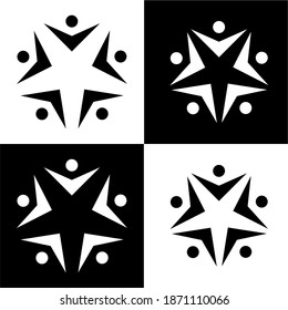 Circle United Community Logo. bringing people together, united community, people equality concept. black and white.