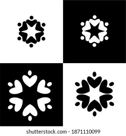 Circle United Community Logo. bringing people together, united community, people equality concept. black and white.