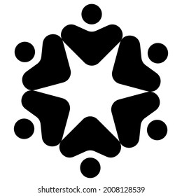 Circle United Community Logo. Bringing People Together, United Community, People Equality Concept. Black And White. Vector Illustration