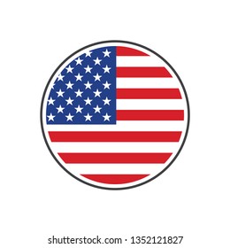 Circle USA flag with icon vector isolated on white background