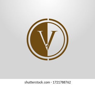 Logo del sello de la letra Círculo V. Graceful royal style Initial V. Vintage carta dibujada emblema para el diseño de libros, invitación a la boda, marca, tarjeta de visita, Restaurante, Boutique, Hotel. 
