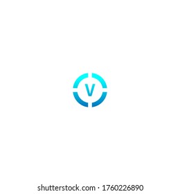 Circle V  logo letter design concept in gradient colors illustration