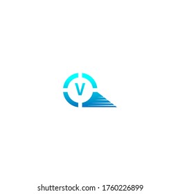 Concepto de diseño de letras del logotipo de Circle V en la ilustración de colores gradientes