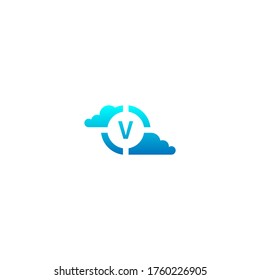 Circle V  logo letter design concept in gradient colors illustration