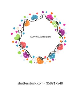 Circle valentine day colorful hearts vector greeting card