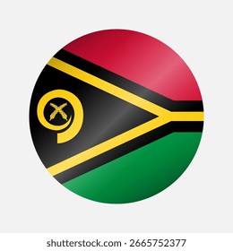 Círculo Vanuatu ícone de destaque da bandeira nacional, adesivo