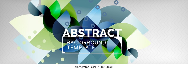 Circle vector abstract geometric background, color round shapes composition on grey, modern techno design