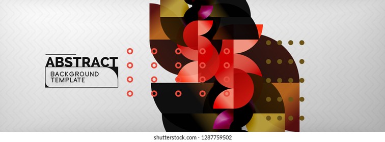 Circle vector abstract geometric background, color round shapes composition on grey, modern techno design