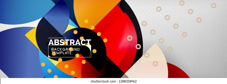 Circle vector abstract geometric background, color round shapes composition on grey, modern techno design
