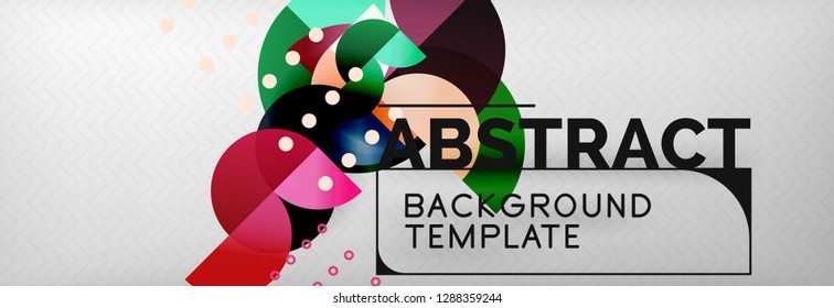 Circle vector abstract geometric background, color round shapes composition on grey, modern techno design