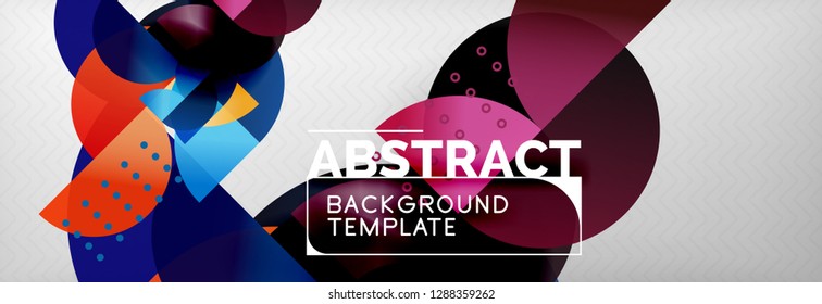 Circle vector abstract geometric background, color round shapes composition on grey, modern techno design