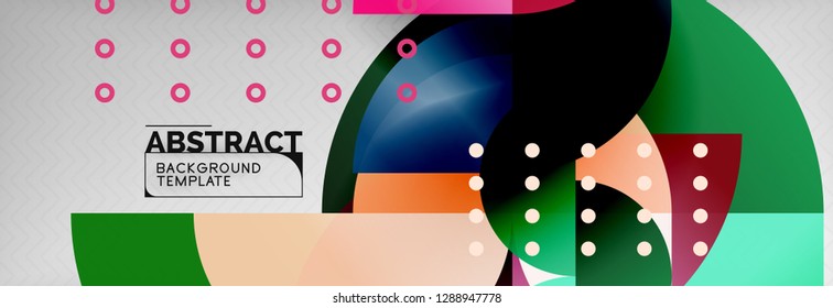 Circle vector abstract geometric background, color round shapes composition on grey, modern techno design